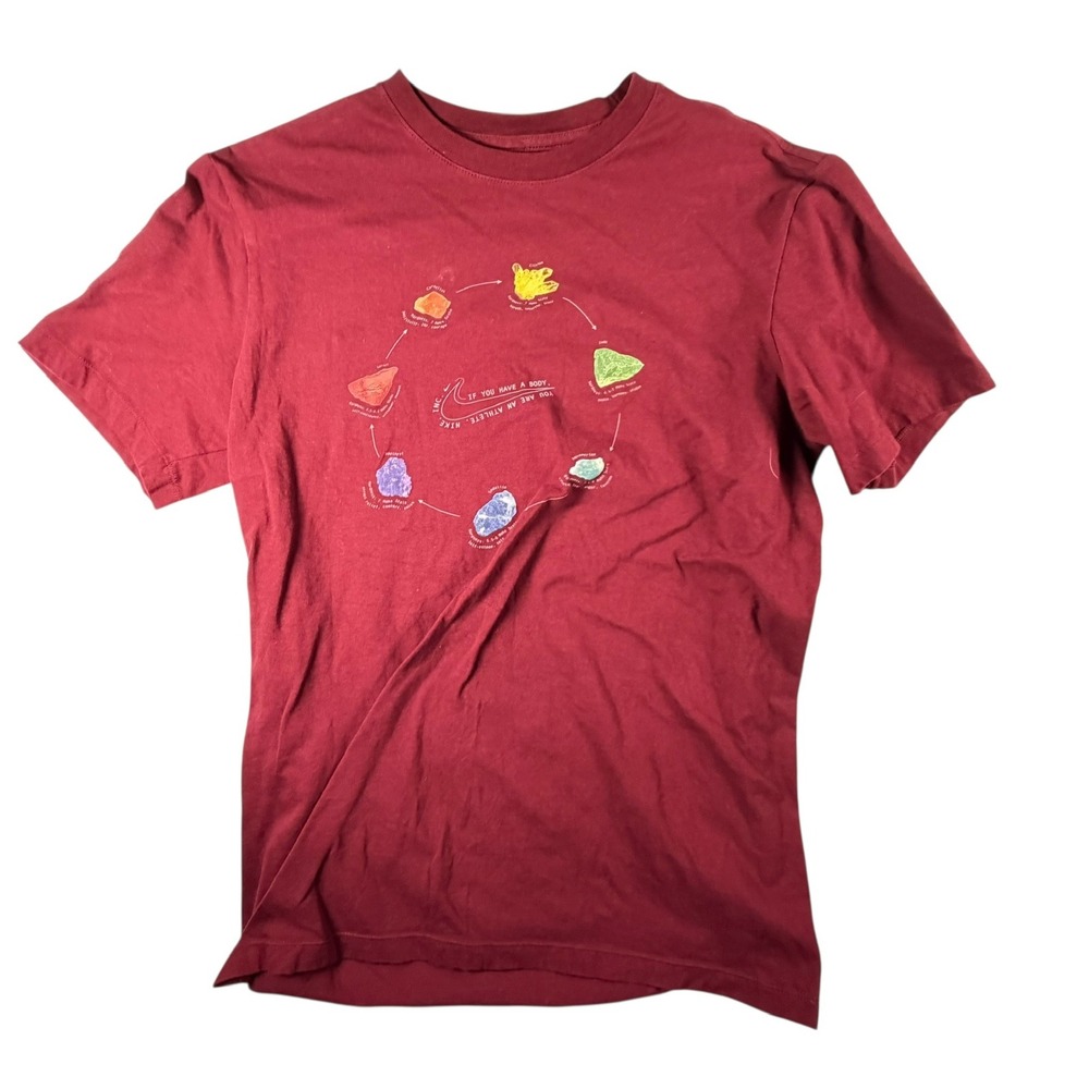 Nike Cosmic Swoosh‎ Energy Flow T-Shirt Mens M Maroon Excellent Crystal Graphic